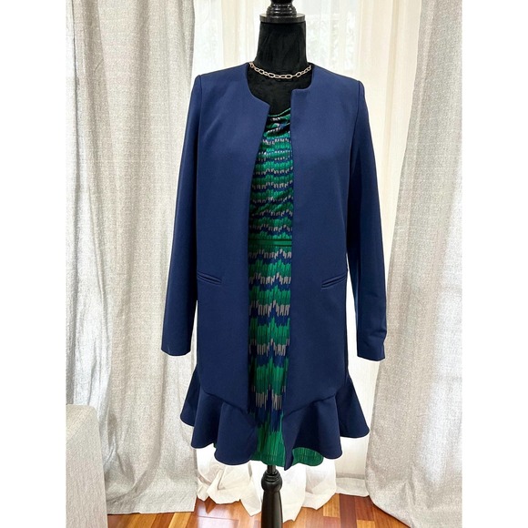 Lulus Long Blue Dress Coat Blazer - Picture 1 of 8